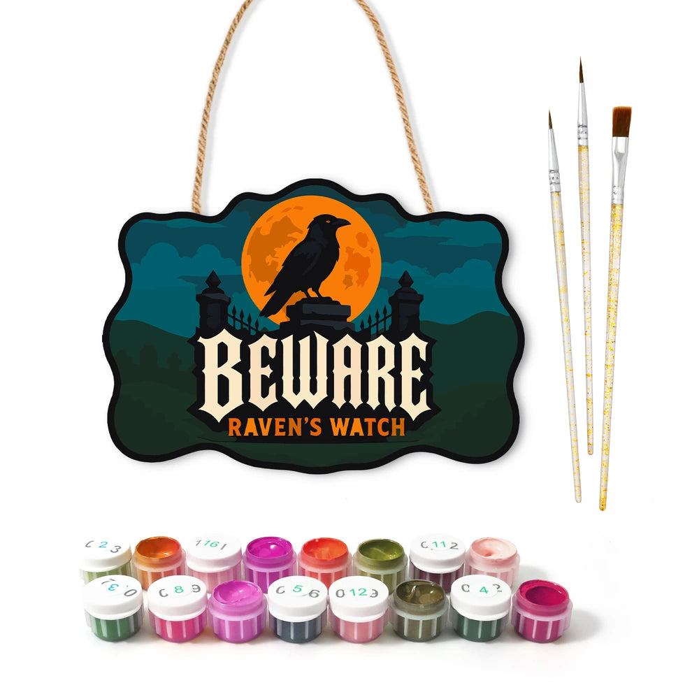 Paint by Numbers - Wooden Door Hanger | Beware Raven's Watch