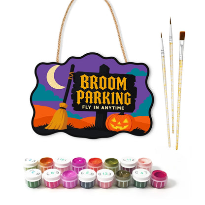 Paint by Numbers - Wooden Door Hanger | Broom Parking