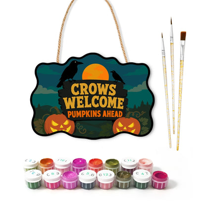 Paint by Numbers - Wooden Door Hanger | Crows Welcome