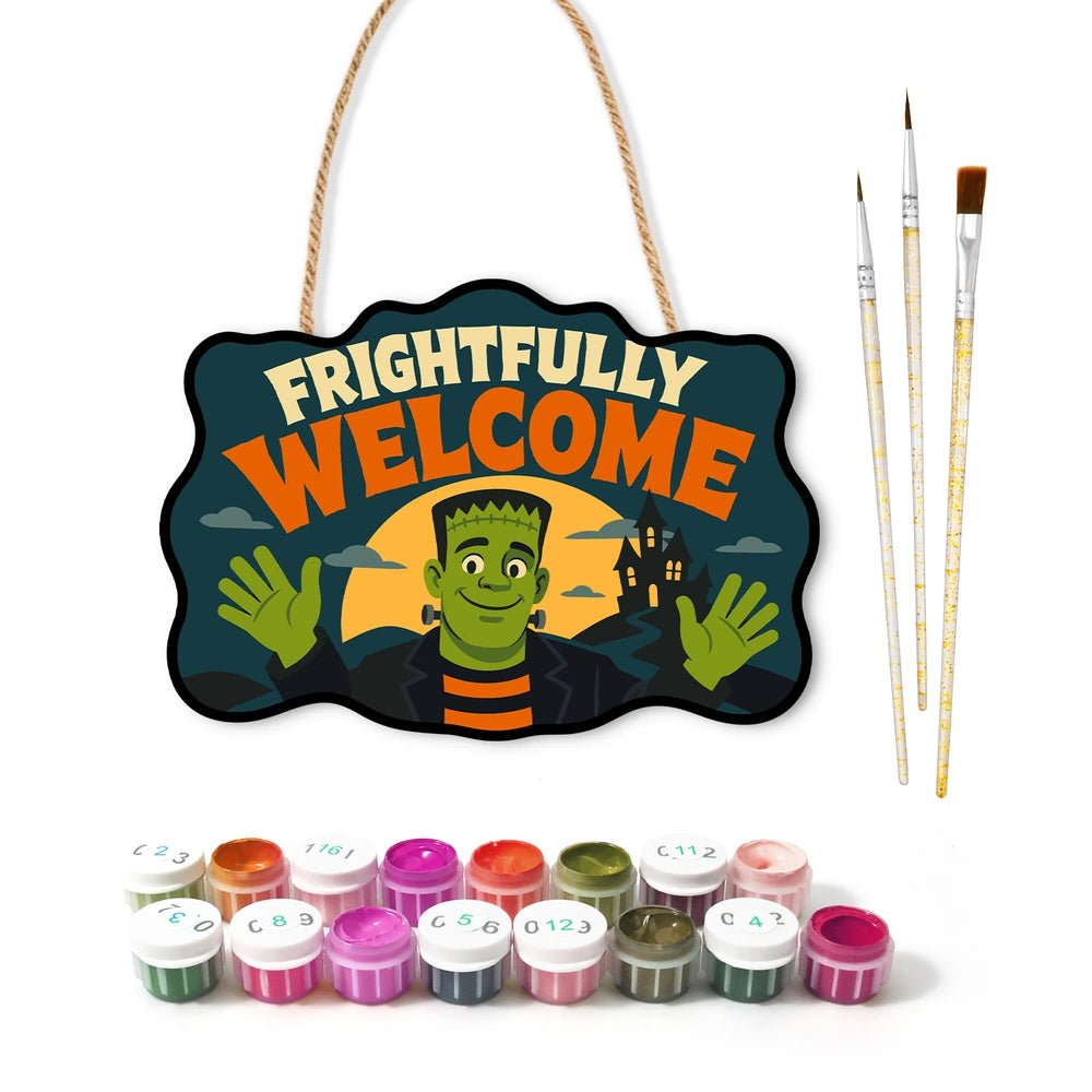 Paint by Numbers - Wooden Door Hanger | Frightfully Welcome
