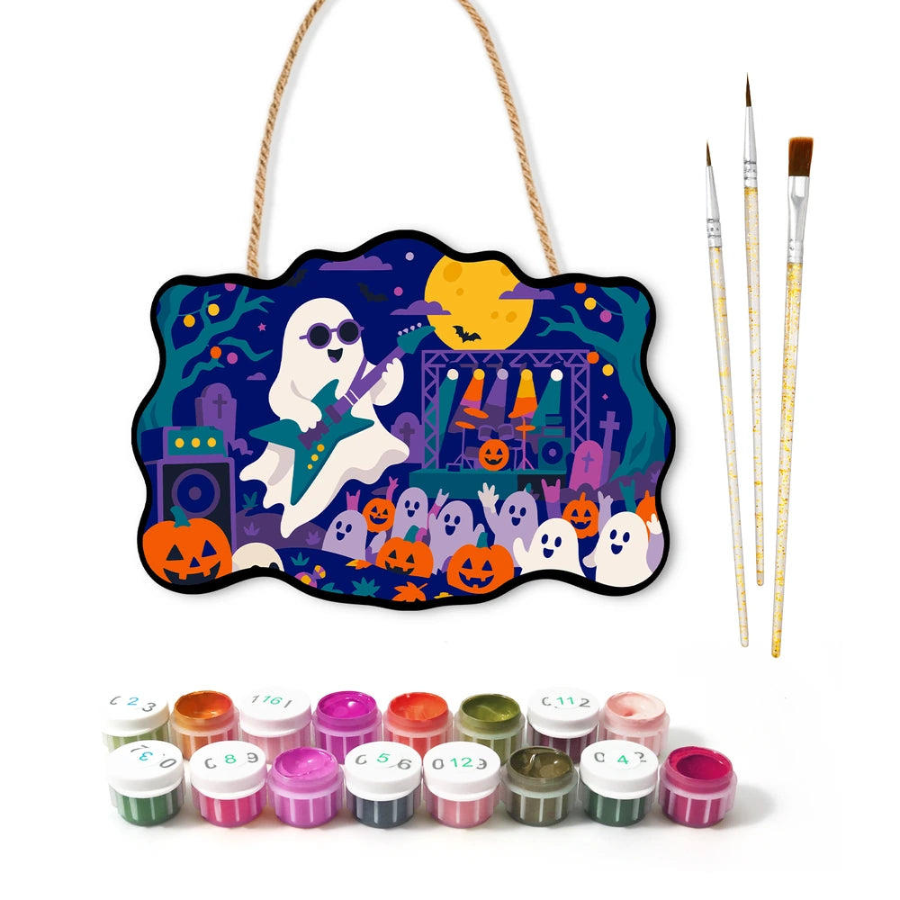 
Paint by Numbers - Wooden Door Hanger | Ghost Rock Star on Stage