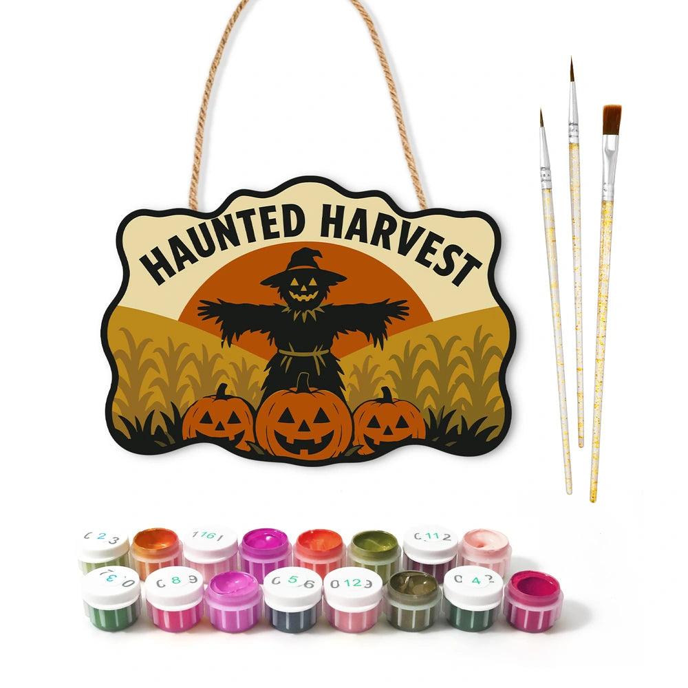 Paint by Numbers - Wooden Door Hanger | Haunted Harvest
