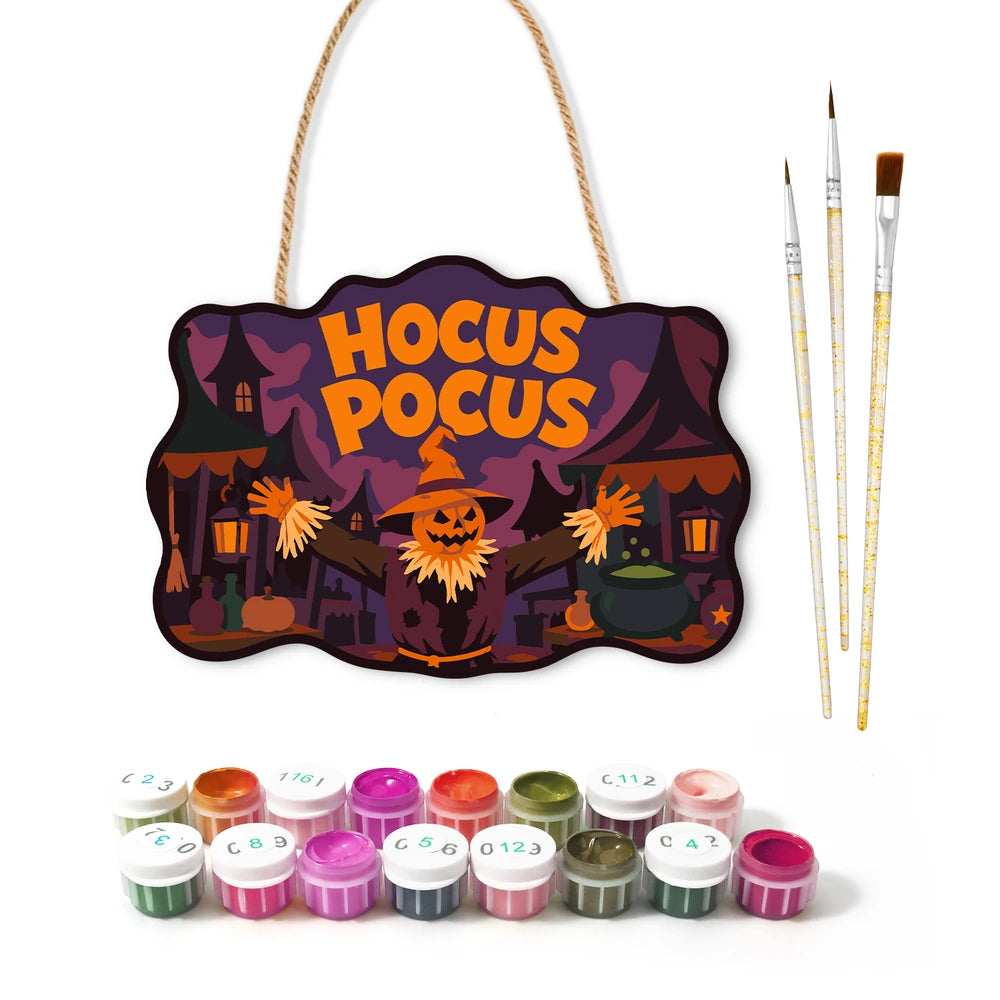 Paint by Numbers - Wooden Door Hanger | Hocus Pocus Haunted House