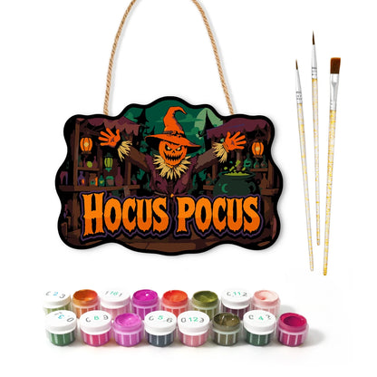 Paint by Numbers - Wooden Door Hanger | Hocus Pocus Scarecrow