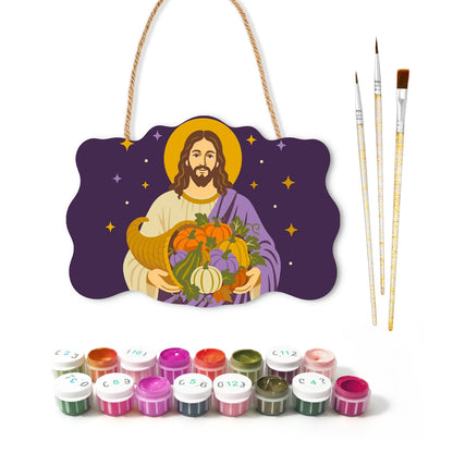 Paint by Numbers - Wooden Door Hanger | Jesus with the Harvest Basket