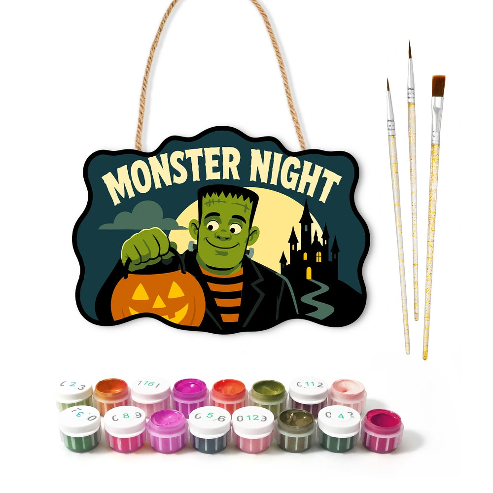 Paint by Numbers - Wooden Door Hanger | Monster Night