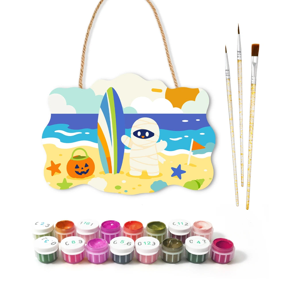 
Paint by Numbers - Wooden Door Hanger | Mummy at the Beach