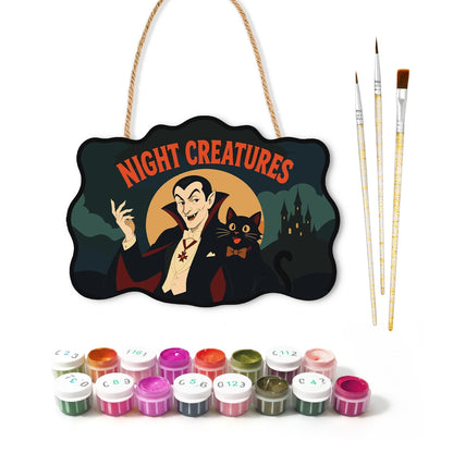 Paint by Numbers - Wooden Door Hanger | Night Creatures