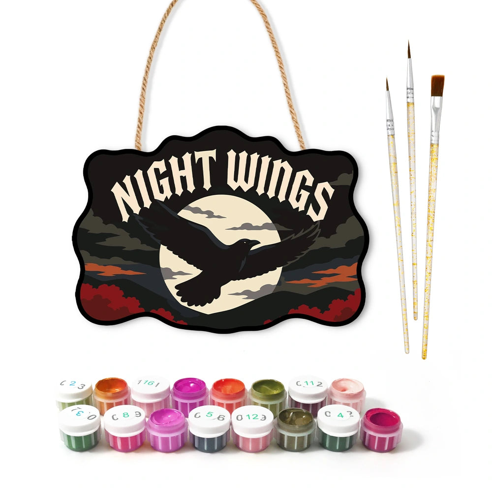 Paint by Numbers - Wooden Door Hanger | Night Wings