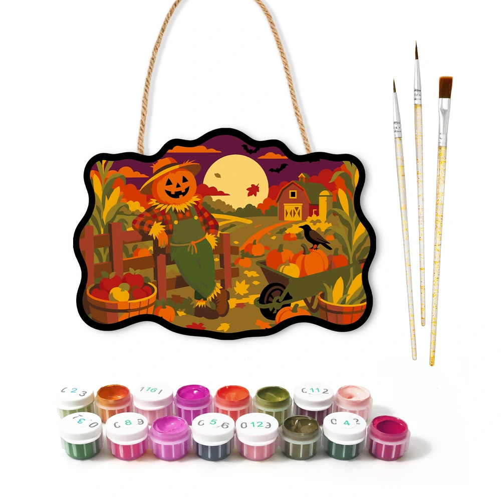 Paint by Numbers - Wooden Door Hanger | Scarecrow at the Harvest Farm