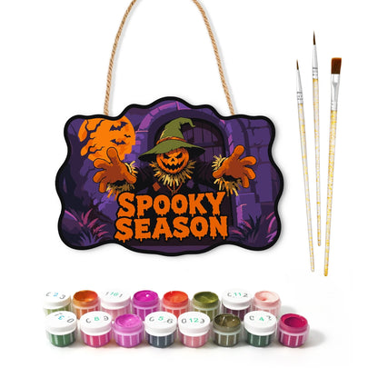Paint by Numbers - Wooden Door Hanger | Spooky Season Scarecrow