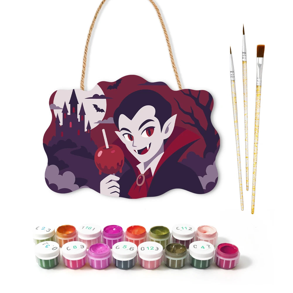 Paint by Numbers - Wooden Door Hanger | Vampire with a Candy Apple