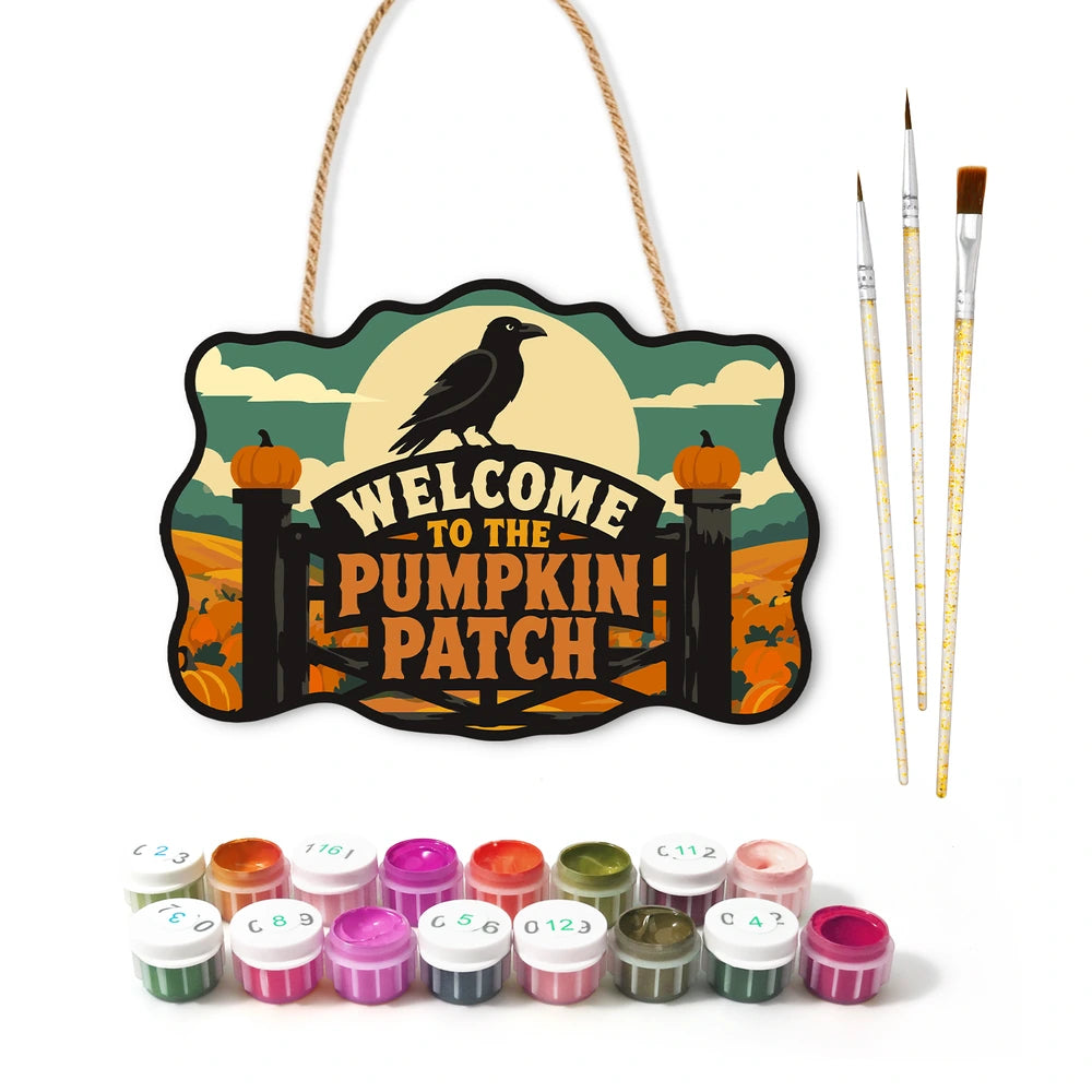 Paint by Numbers - Wooden Door Hanger | Welcome to the Pumpkin Patch Gate