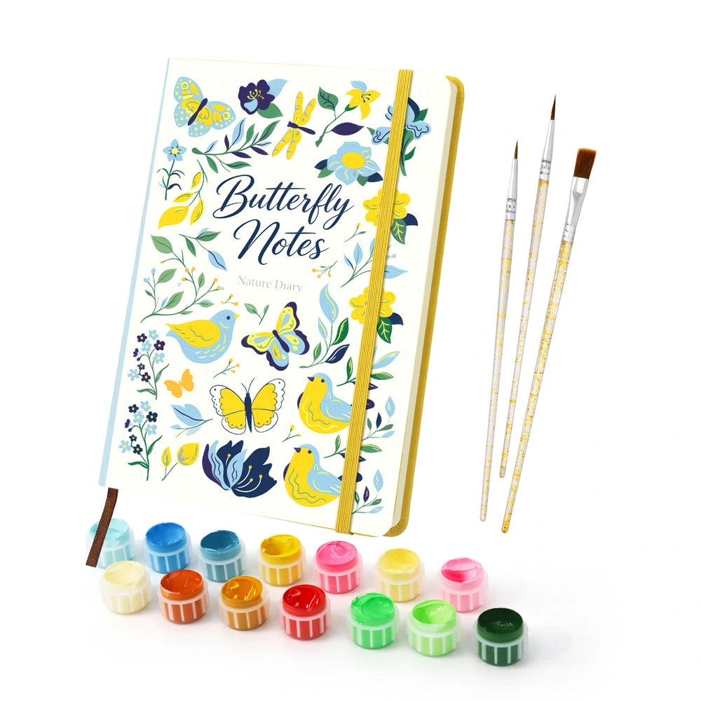
Paint by Numbers Hardcover Journal Notebook - Butterfly Notes with Bluebirds