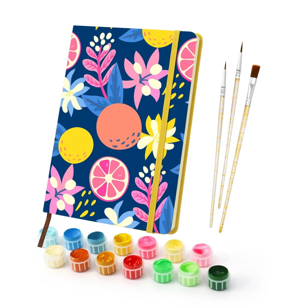
Paint by Numbers Hardcover Journal Notebook - Citrus Slices on Navy