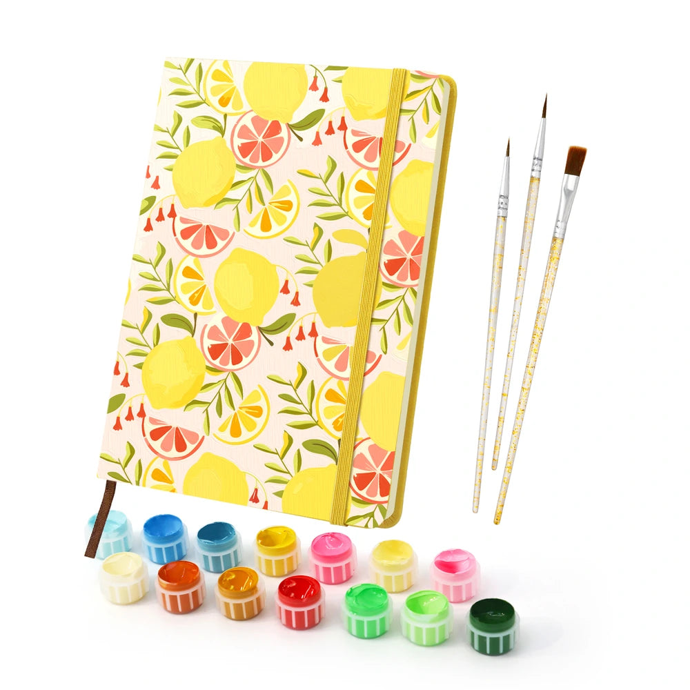 Paint by Numbers Hardcover Journal Notebook - Lemon Grove Pattern