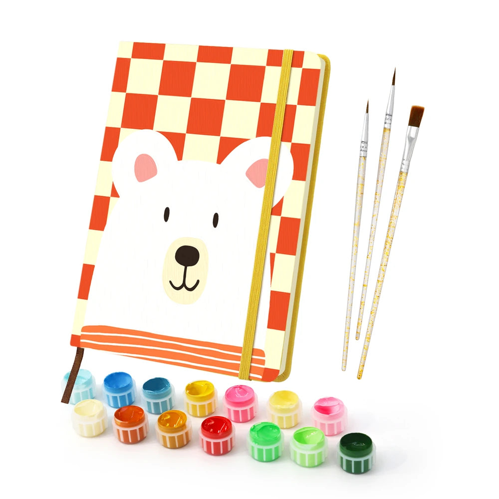 
Paint by Numbers Hardcover Journal Notebook - Polar Bear on Red Checks