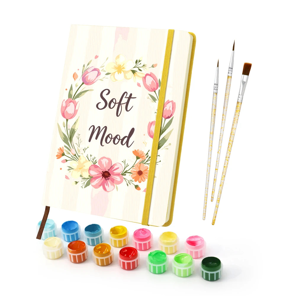 
Paint by Numbers Hardcover Journal Notebook - Soft Mood Floral Wreath