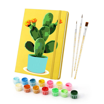 Paint by Numbers Hardcover Journal Notebook - Flowering Cactus