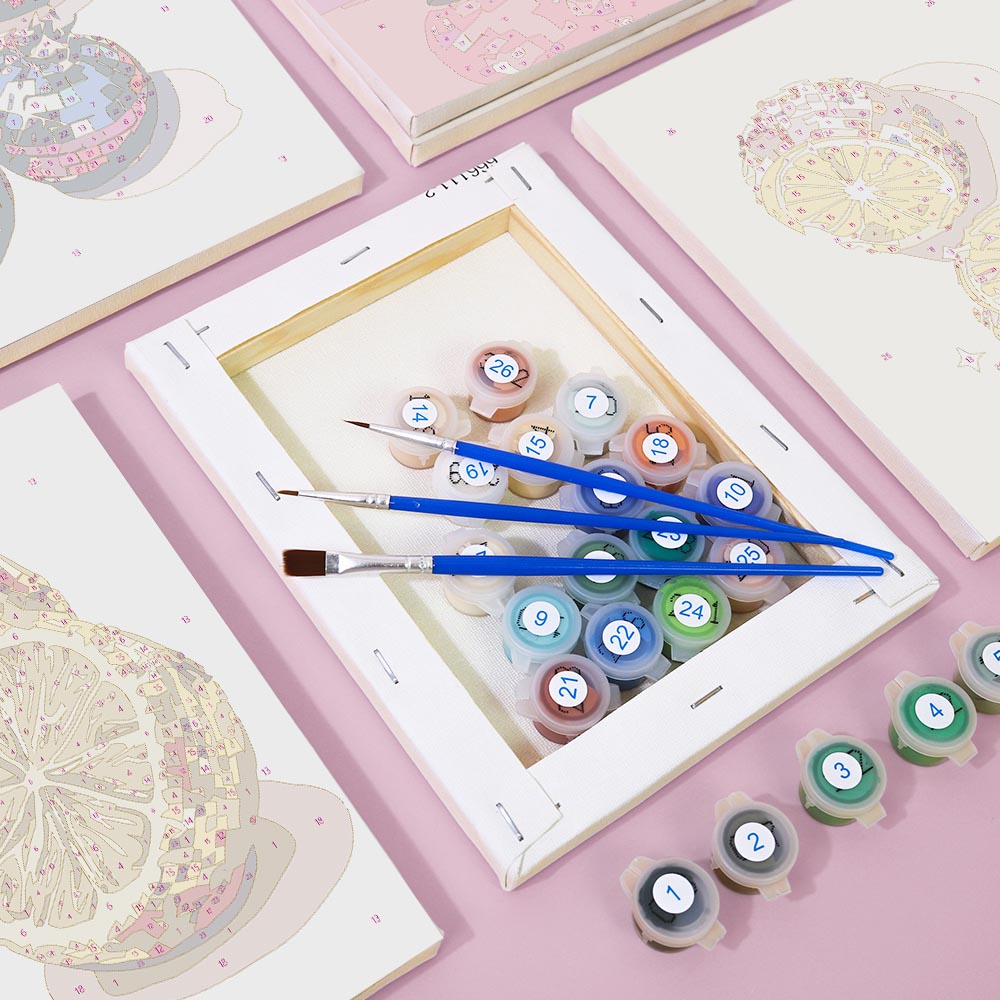 
Paint by Numbers – 6 Mini Paintings | Disco Fruit Pop Art Set