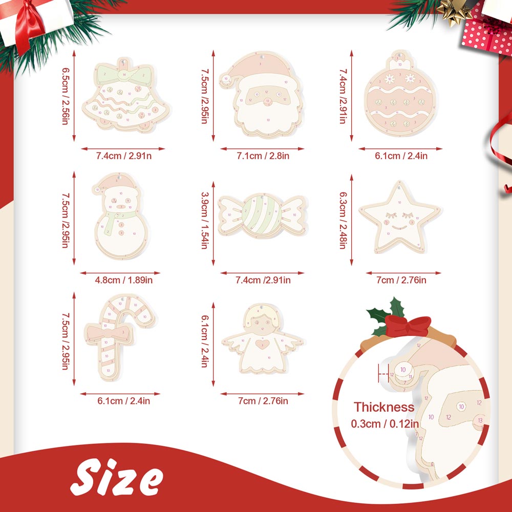 
Paint by Numbers – 8 Christmas Ornaments – Santa, Snowman & Sweet Holiday Treats Set