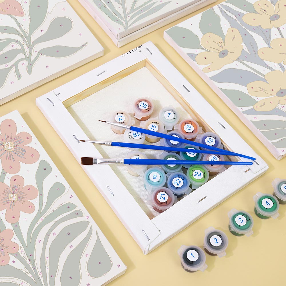 
Paint by Numbers – 6 Mini Paintings | Vibrant Floral Garden Set