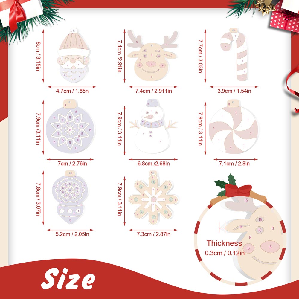 Paint by Numbers – 8 Christmas Ornaments – Reindeer, Snowman & Winter Baubles Set