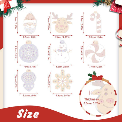 Paint by Numbers – 8 Christmas Ornaments – Reindeer, Snowman & Winter Baubles Set