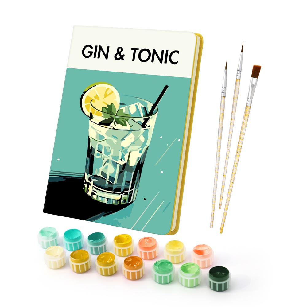 
Paint by Numbers Hardcover Journal Notebook - Gin & Tonic Cocktail