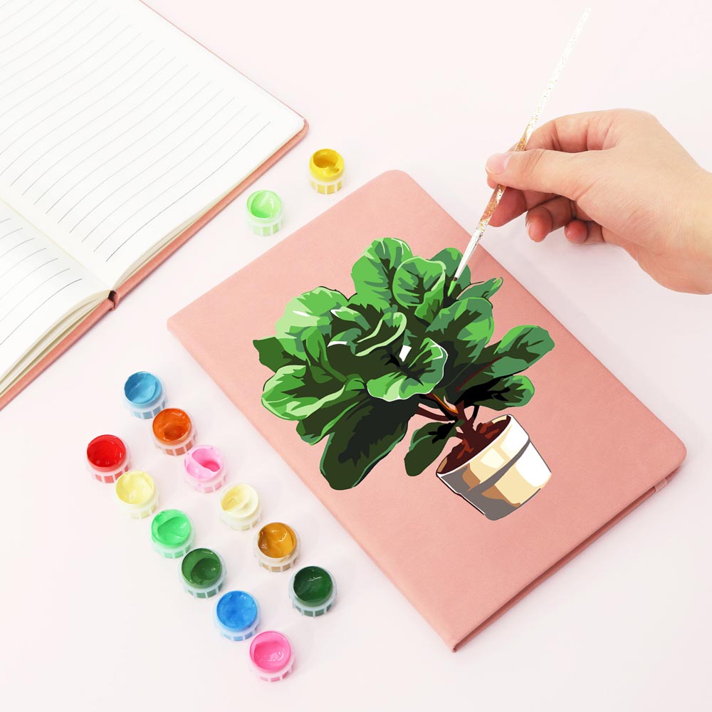 Paint by Numbers Hardcover Journal Notebook - Potted Plant