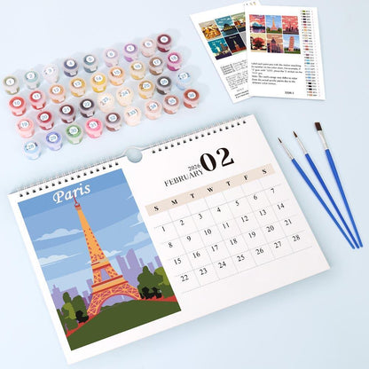 Paint by Numbers - 2026 Wall Calendar - World Landmarks Edition
