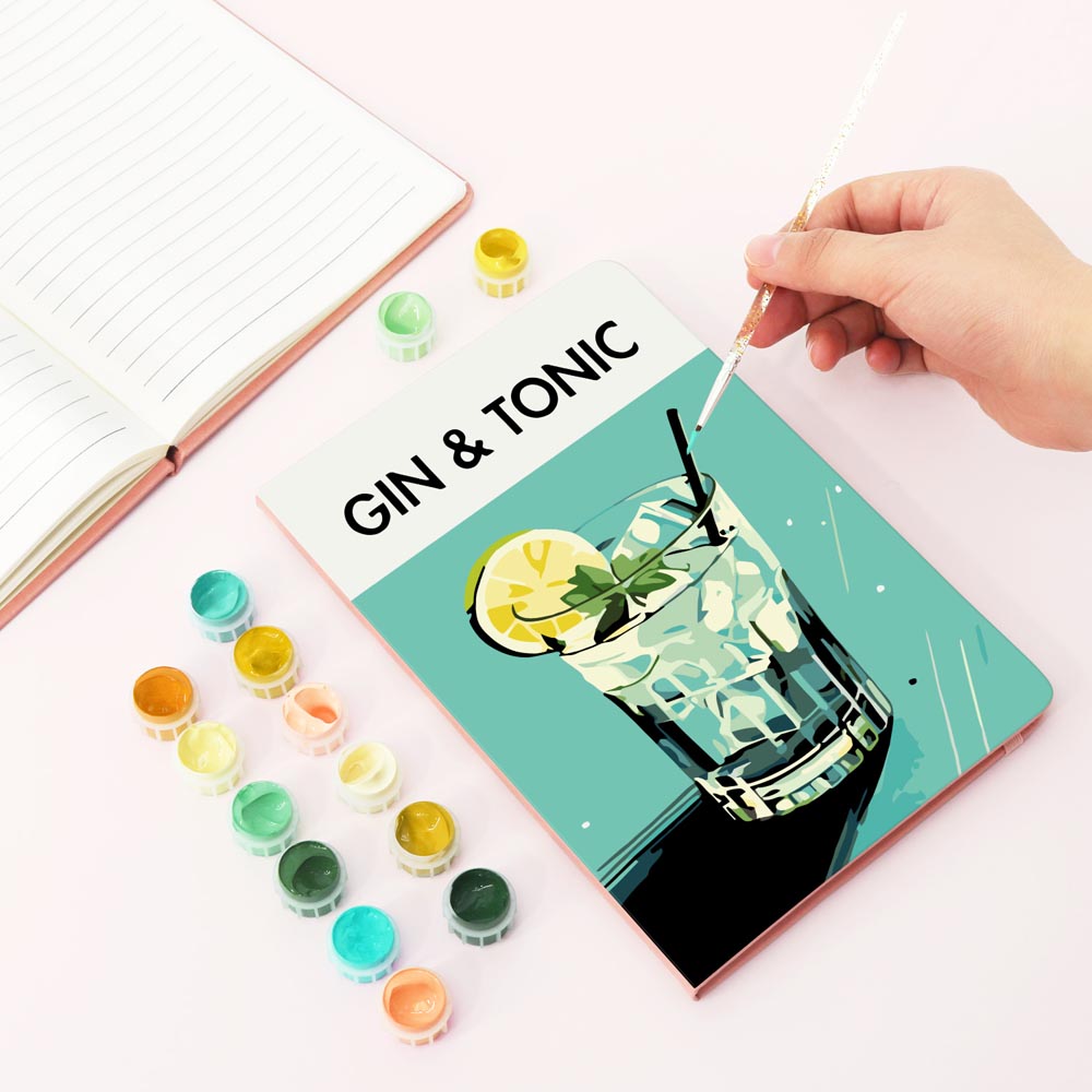 
Paint by Numbers Hardcover Journal Notebook - Gin & Tonic Cocktail