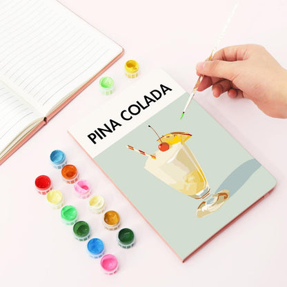 Paint by Numbers Hardcover Journal Notebook - Pina Colada Cocktail