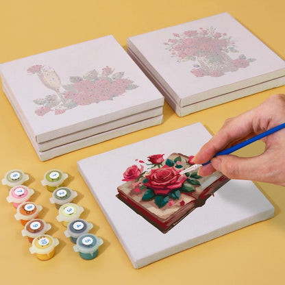 Paint by Numbers – 6 Mini Paintings | Red Rose Romance Set