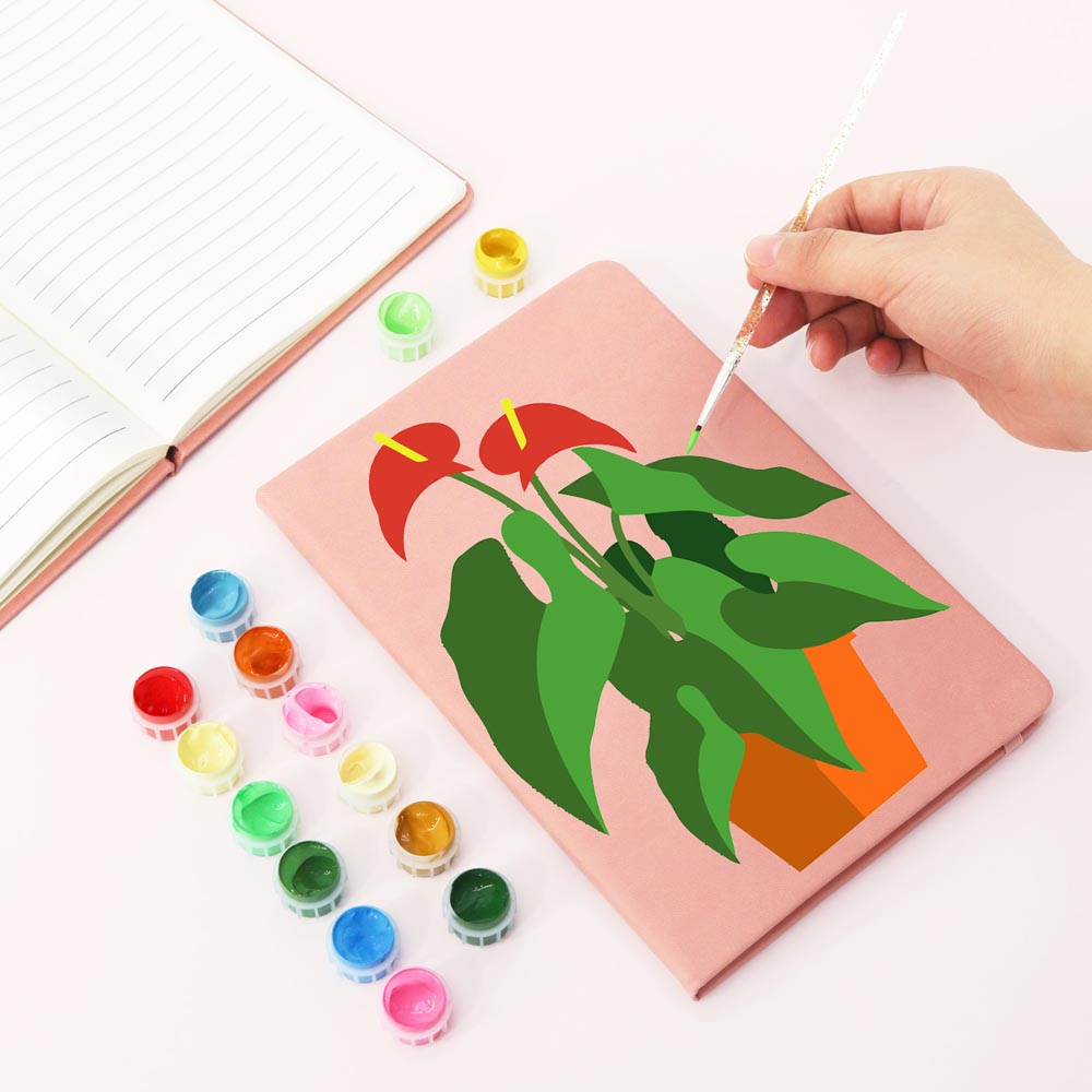 
Paint by Numbers Hardcover Journal Notebook - Succulent Potted Plant