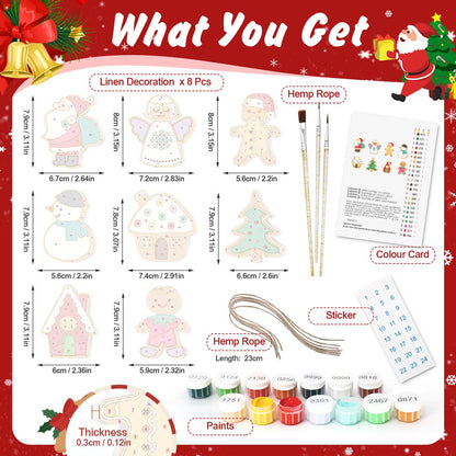 Paint by Numbers – 8 Christmas Ornaments – Gingerbread Village & Holiday Figures Set