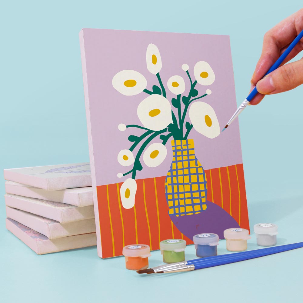 
Paint by Numbers – 6 Mini Paintings | Modern Floral Pop Art Set