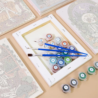 Paint by Numbers – 6 Mini Paintings | Boho Skeleton Witchcraft Set