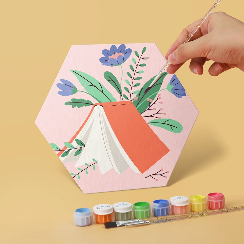 
Paint by Numbers – 6 Mini Paintings | Books and Flowers Hexagons (Hexagon)
