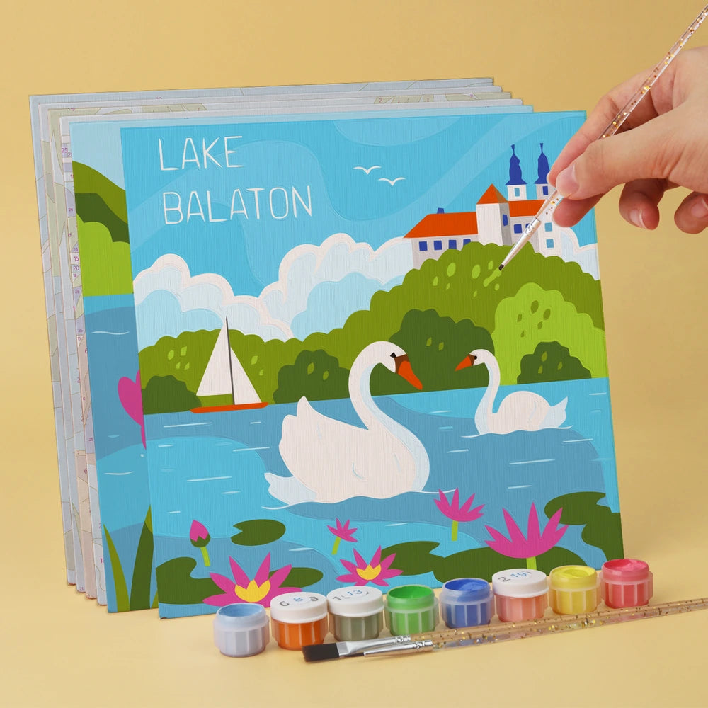 
Paint by Numbers – 6 Mini Paintings | European Holiday Postcards (Square)