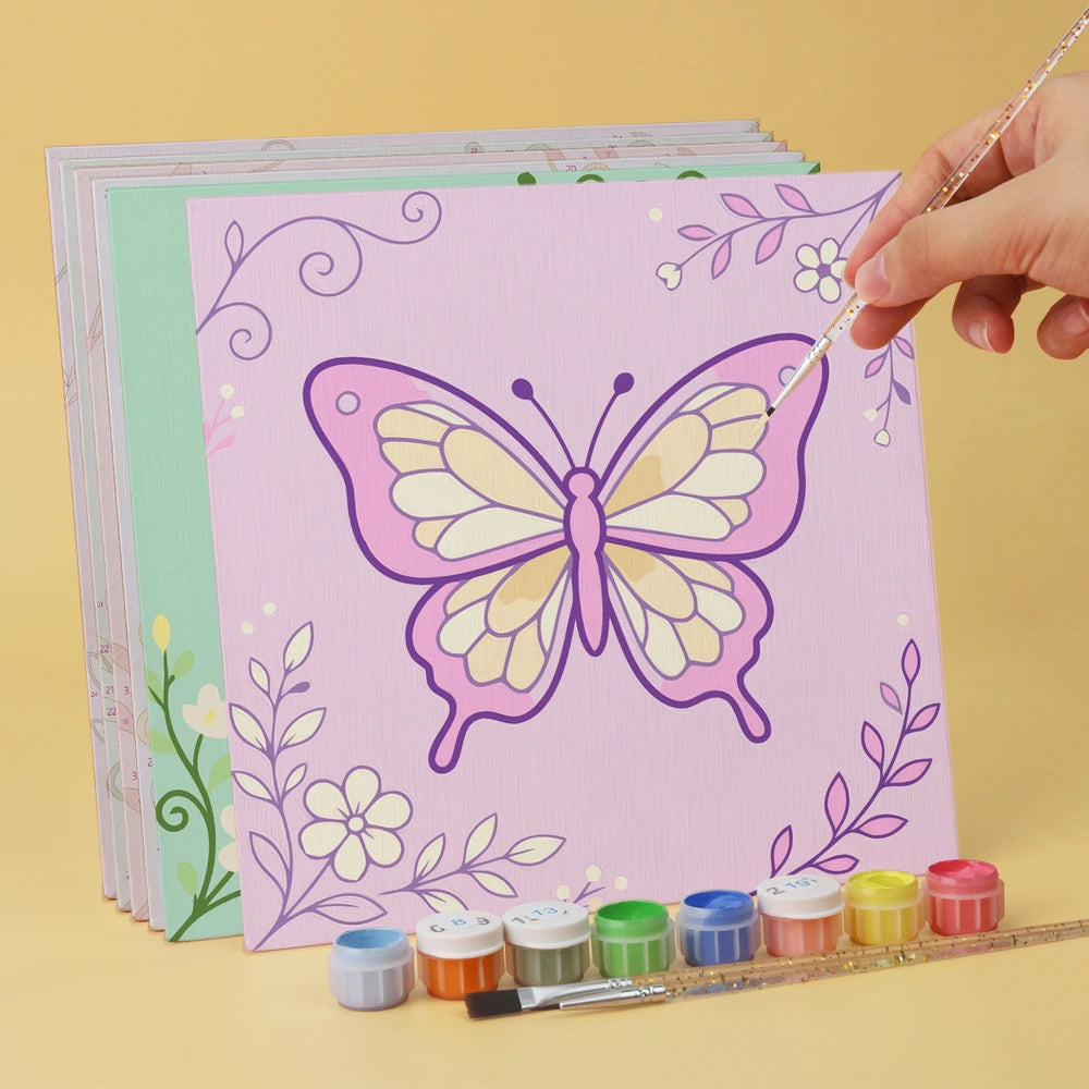 Paint by Numbers – 6 Mini Paintings | Garden Butterfly Squares (Square)