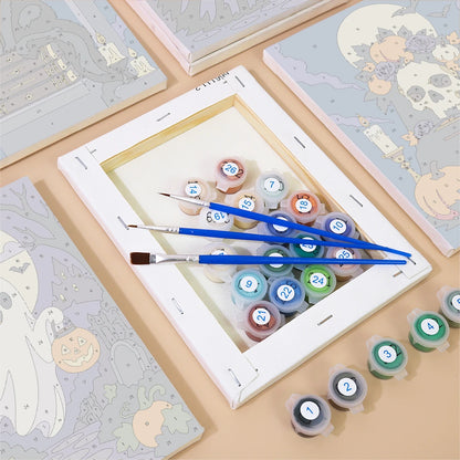 Paint by Numbers – 6 Mini Paintings | Gothic Graveyard Night Set