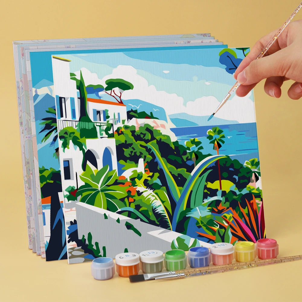 Paint by Numbers – 6 Mini Paintings | Greek Island Alleys (Square)