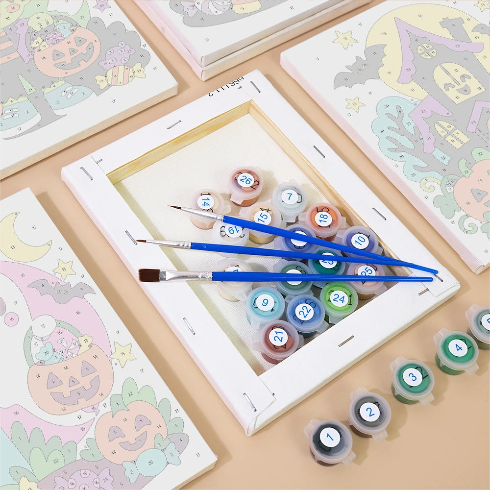 Paint by Numbers – 6 Mini Paintings | Halloween Party Pals Set