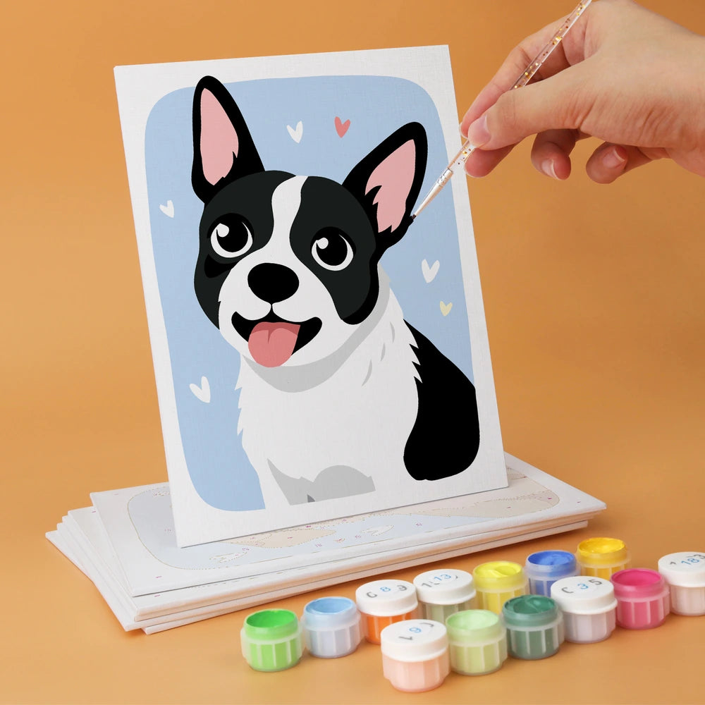 
Paint by Numbers – 6 Mini Paintings | Happy Puppy Portraits