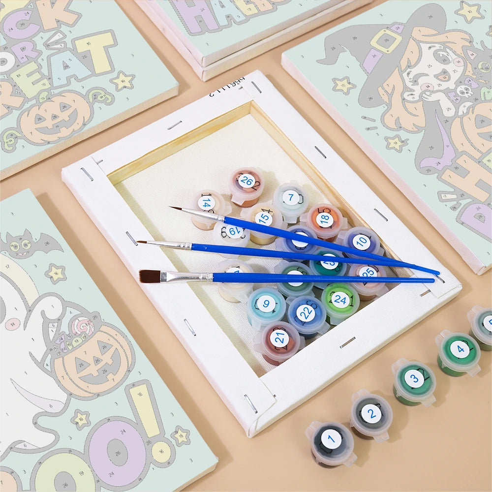 Paint by Numbers – 6 Mini Paintings | Hocus Pocus Comic Lettering Set