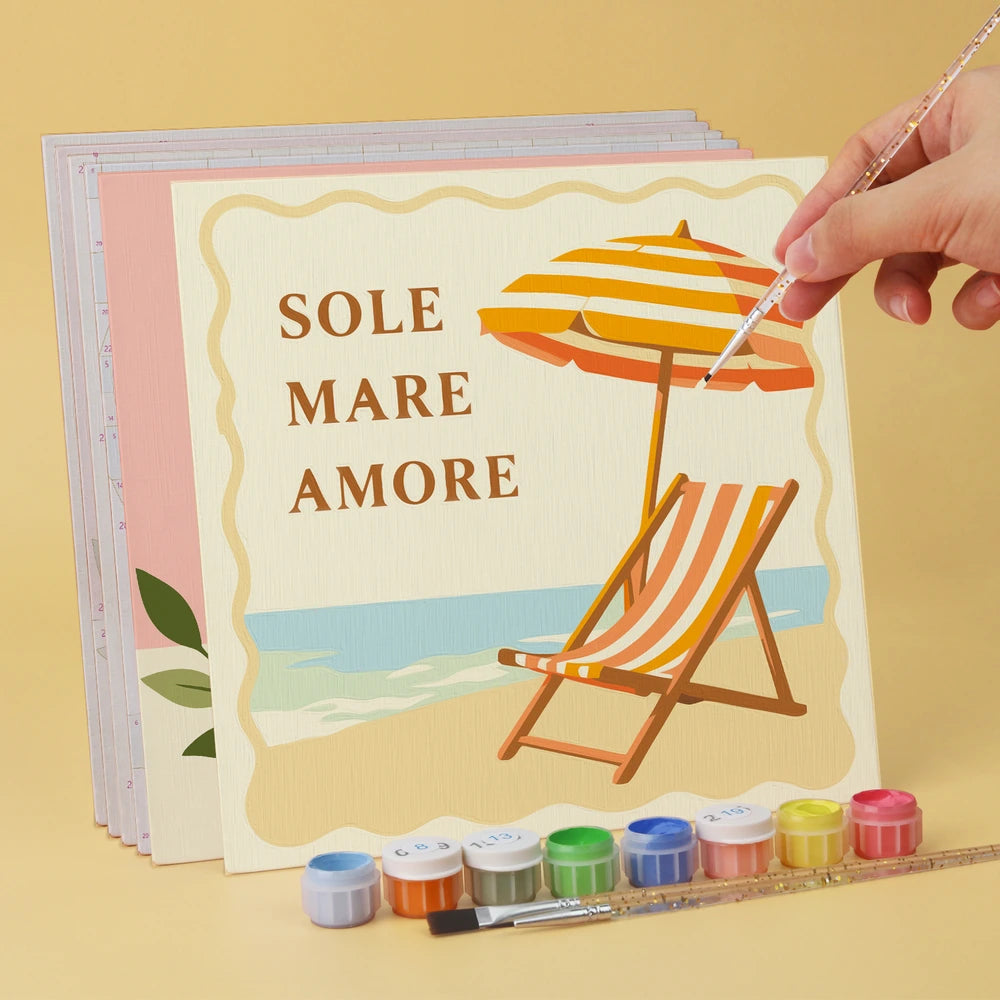 Paint by Numbers – 6 Mini Paintings | Italian Summer Labels (Square)