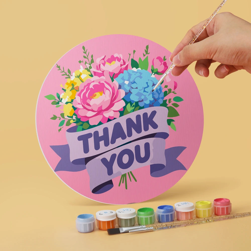 Paint by Numbers – 6 Mini Paintings | Kind Words Flower Rounds (Round)