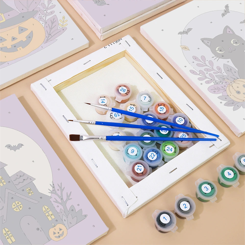 Paint by Numbers – 6 Mini Paintings | Lavender Moon Halloween Set
