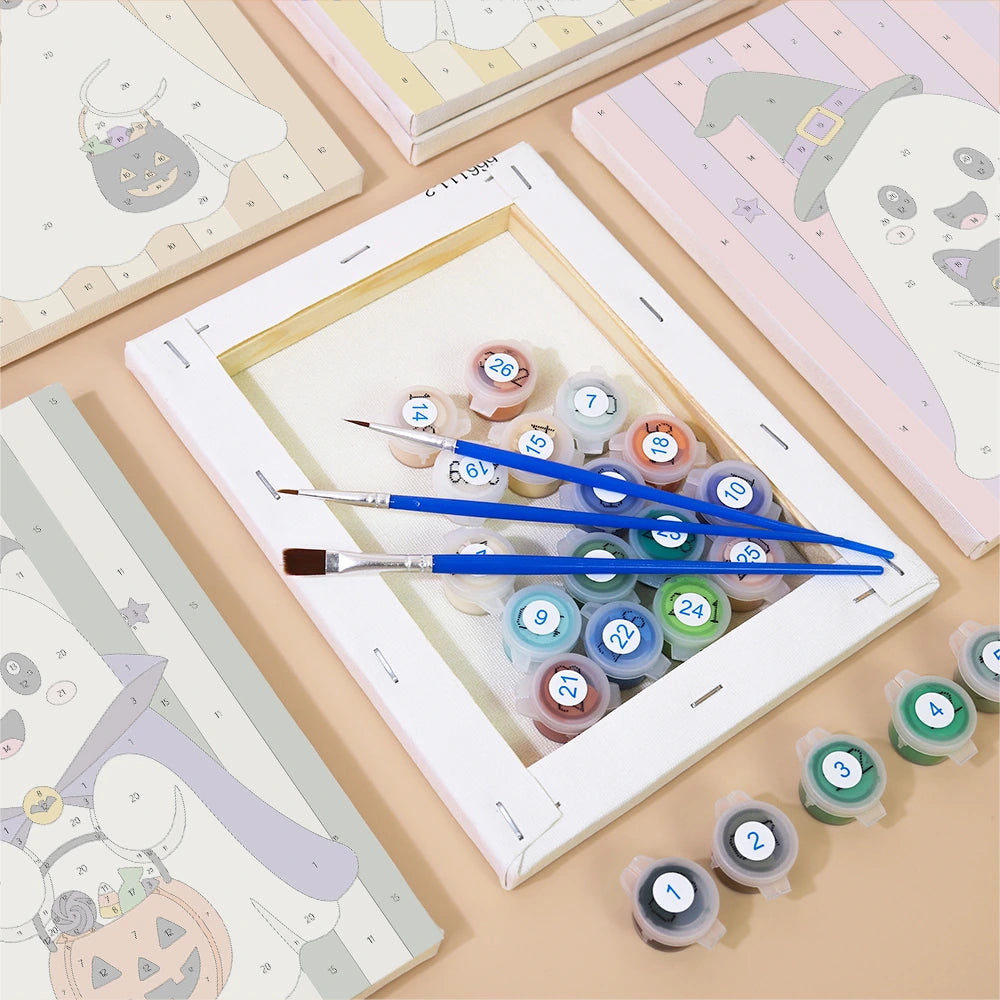 Paint by Numbers – 6 Mini Paintings | Little Costumed Ghosts Set